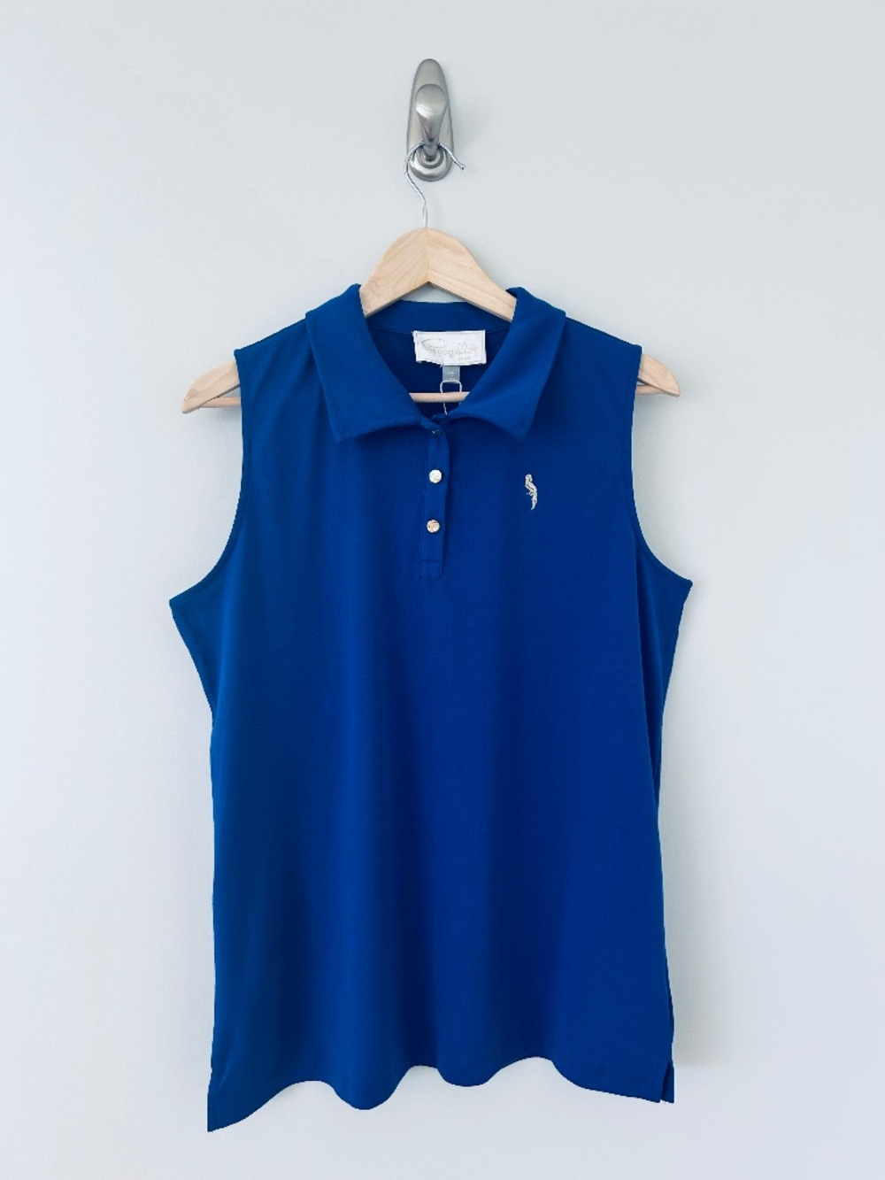 NWT Pappagallo Gabby Sleeveless Polo  in Marine Blue Sz L